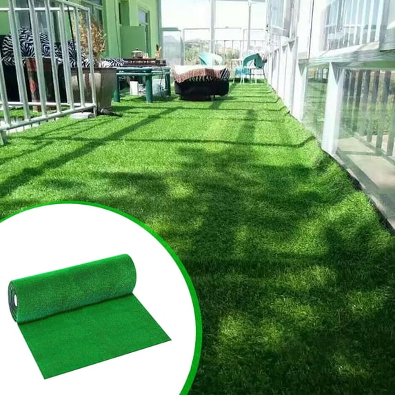 Artificial Grass Turf Rug Mat with Drainage Backing, 1x2m Green Outdoor Carpet for Balcony Patio Terrace Pool and Play Areas