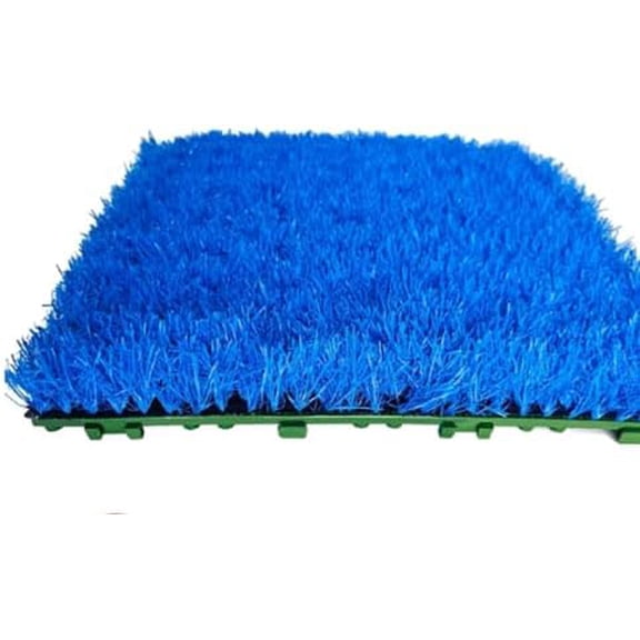 Artificial Grass Turf Tile, 12 Pack 1'x1' Interlocking Fake Grass Mat for Outdoor Garden Balcony Patio Decor, Blue$$Garden & Patio