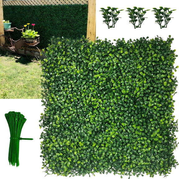 10"X10" Artificial Grass Wall, 8Pcs Boxwood Hedge Wall Panels UV-Anti Grass Backdrop Wall Decor, Greenery Privacy Hedge Screen for Indoor Outdoor Patio Balcony, Party Garden Fence (5.6 sq ft)
