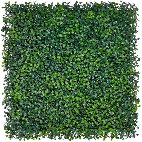 Artificial Grass Wall Backdrop Panels: 10 by 10 in (8 Pcs) UV-Anti Greenery Boxwood Panels for Indoor Outdoor Green Wall Decor & Ivy Fence Covering Privacy