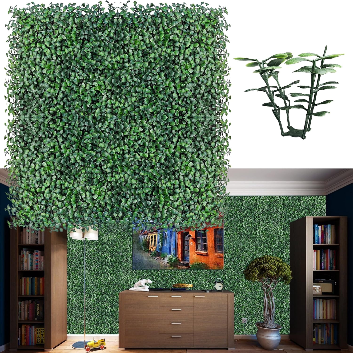 Artificial Grass Wall Panel Backdrop,10 X 10 in 24P(16.8 sqft) UV-Anti ...