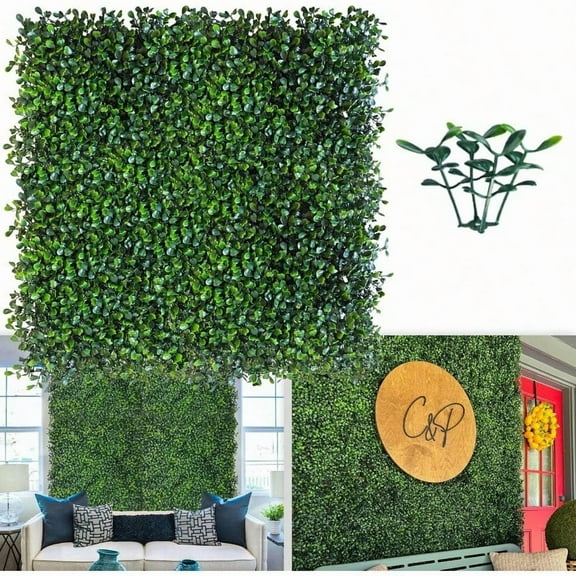 Artificial Grass Wall Panel Backdrop10 X 10 In 25P 17.5 Sqft UVAnti Greenery Boxwood Panels For Indoor Outdoor Green Wall Decor Ivy Fence Covering Privacy