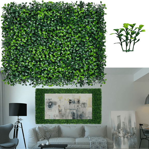 Artificial Grass Wall Panels:16" X 12" 6P (8 sqft) UV-Anti Greenery Boxwood Backdrop for Indoor Outdoor Green Wall Decor & Ivy Fence Covering Privacy