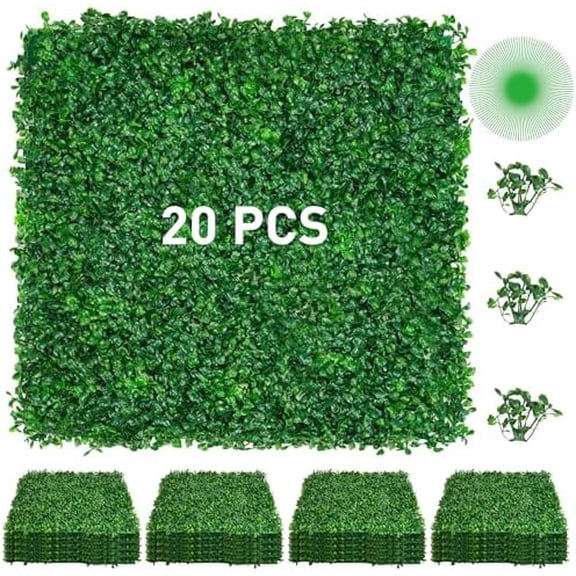 Artificial Grass Wall Panels, 20"x20" Boxwood Panels Covering Privacy Hedge Screen, UV Protection Wall Backdrop for Indoor, Outdoor, Garden, Fence, Balcony, Offices Decor (20Pcs)$$Garden & Patio
