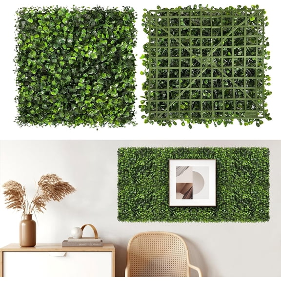 Artificial Grass Wall Panels, 8 count 10"x10" Boxwood Hedge Wall Panels with 100 Zip Ties, Boxwood Panels Backdrop for Outdoor Indoor Decorative Garden Fences Backyard Patio Hedge