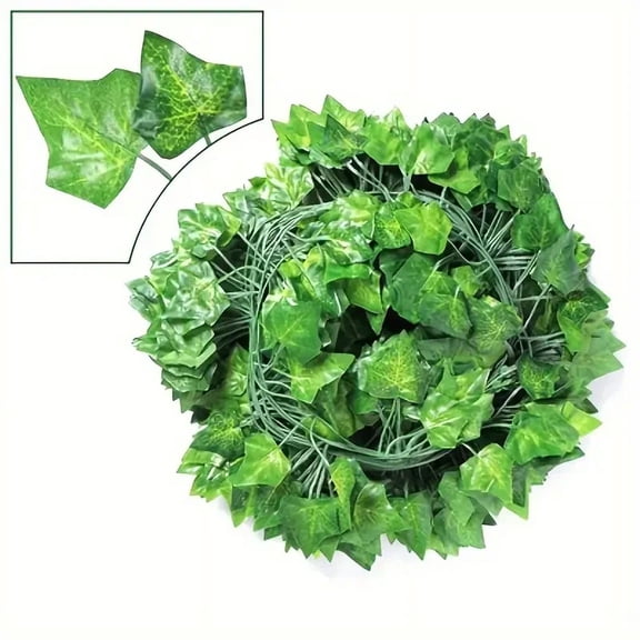 Artificial Green Ivy Leaf Rattan – Fake Hanging Vines for Garden, Wedding, Party, and Home Decor – Realistic Artificial Creeper Leaves – No Watering, No Maintenance – Assorted Leaf Styles