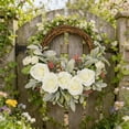 thumbnail image 1 of Artificial Green Leaf Spring Wreath, Front Door Floral Wreath Decor, Indoor Outdoor Garden Wreath, Decorative Accent for Home Wall Window Easter Decoration, 1 of 7