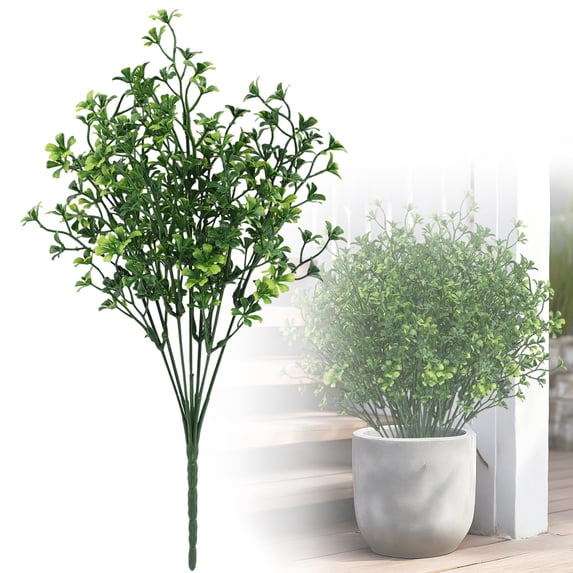 Artificial Green Leaf Stems,13.3 Inch Faux Greenery Green Leaves Bushes,Flexible Reusable Foliage Leaves Sprigs,Plastic Fake Christmas Greenery Pick,Realistic Faux Bouquet for Vase,Home,Garden
