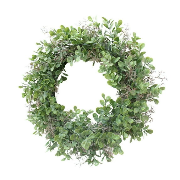 Artificial Green Leaves Wreath 15 Inch Boxwood Wreath Outdoor Green Garland For Door Wall Window Home Decor