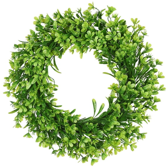 Artificial Green Leaves Wreath - 16" Spring Wreath Outdoor Green Wreath for Front Door Wall Window Party Décor