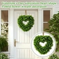 thumbnail image 1 of Artificial Green Leaves Wreath for Front Door Heart Shaped Simulation Garland Shell Grass Boxwood Wreath for Home Wall Window Farmhouse Hanging Decoration 16 Inch, 1 of 9