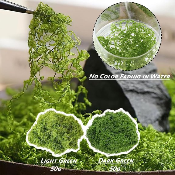 Artificial Green Moss Faux Moss for Crafts Plants Decor 3.5 Oz 100g 50g Light 50g Dark
