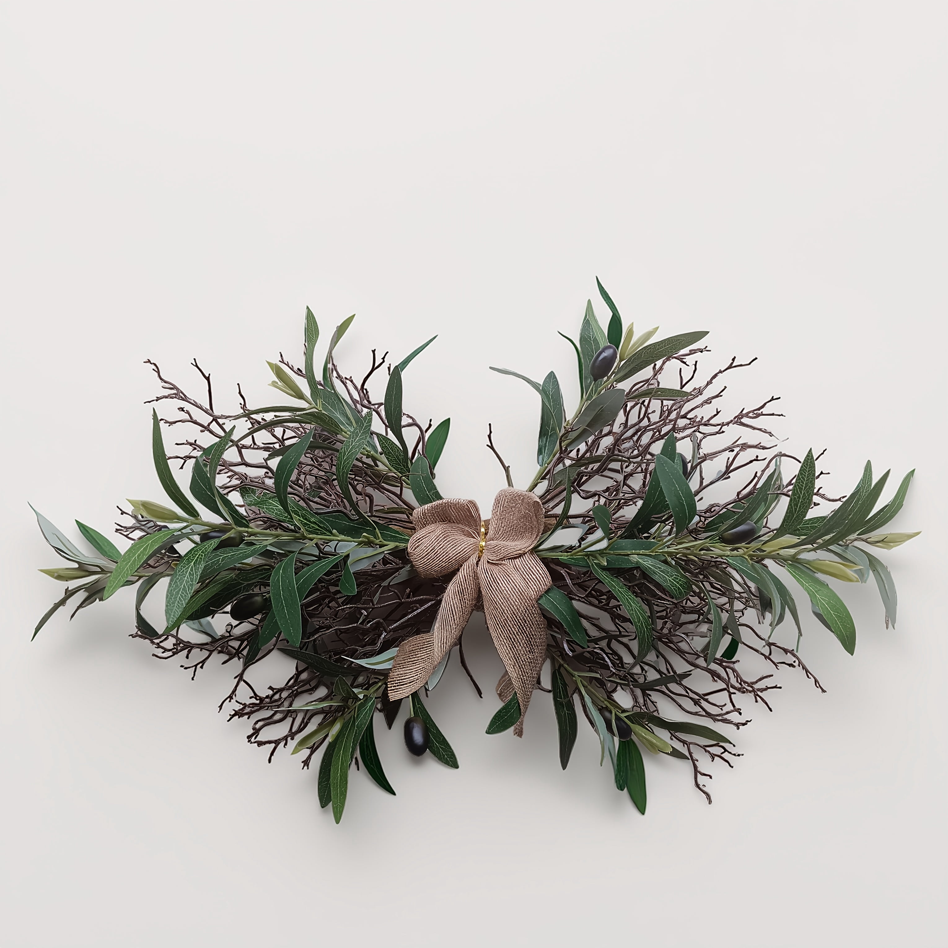 Artificial Green Olive Wreath – Farmhouse Style Faux Olive Branch ...