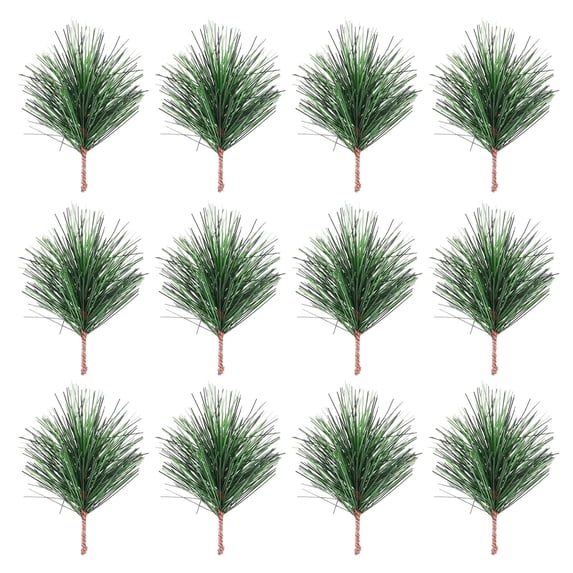 Artificial Green Pine Needles Branches Fake Small Pine Twigs Stems Evergreen Picks for Christmas Greenery Arrangements Wreaths Holiday Tree Decorations, 12 Pcs, 2.76x1.97"