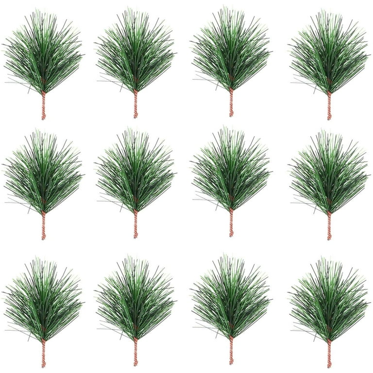 Artificial Green Pine Needles Branches -Small Pine Twigs Stems Picks-Fake Greenery Pine Picks for Christmas Garland Wreath Embellishing and Home