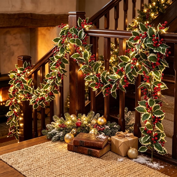 Artificial Green Pines Imitation Rattan Christmas Garland 68.9in Holiday Dining Table Window Decoration Hanging Vines