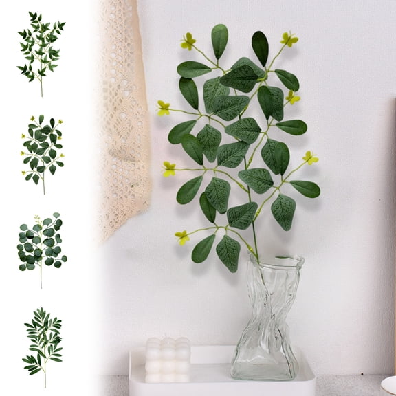 Artificial Green Plant Butterflies Leaf Olive Leaf Paradise Round Eucalyptus Leaf for Home Office Decor and Wall Decoration Topliu