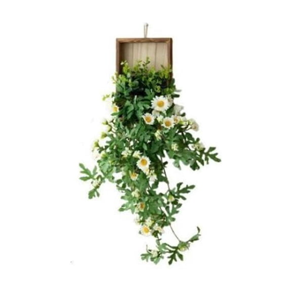 Artificial Green Plant Wall Decoration, Faux Daisy Hanging Frame for Living Room TV Background, Artificial Greenery Photo Frame for Bedroom Entryway, Housewarming Gift