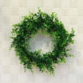 thumbnail image 1 of Artificial Green Plant Wreath | Faux Greenery Garland Home Office Decor | 30cm Plastic Decorative | Leaf Design | Indoor Outdoor Wedding Party Ornament, 1 of 6