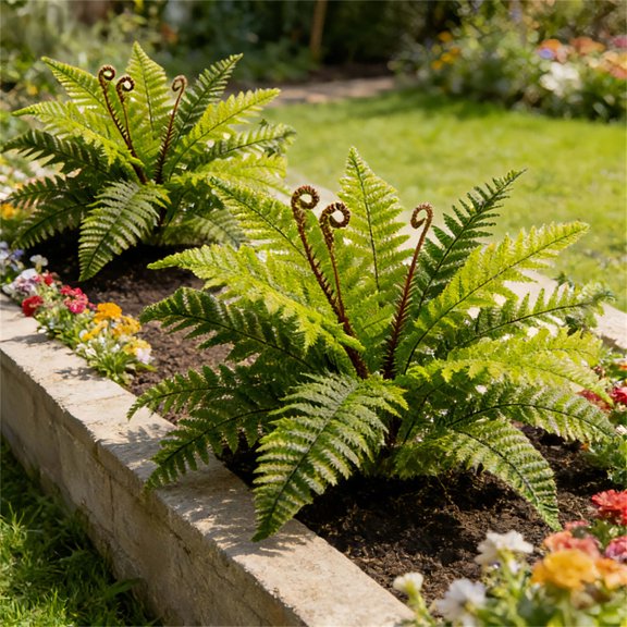 Artificial Green Plants Ferns Persian Leaves, Home Wedding Courtyard Outdoor Landscaping Decoration, Faux Plant for Garden Table Desktop Display, Indoor Outdoor Accent Decor