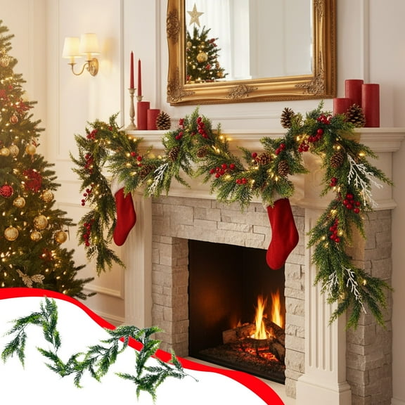 Artificial Green Plants with Pine and Rattan Design, Christmas Home Decoration for Table and Window Display, Imitation Greenery for Indoor Decor, for Holiday and Dining Room Setup
