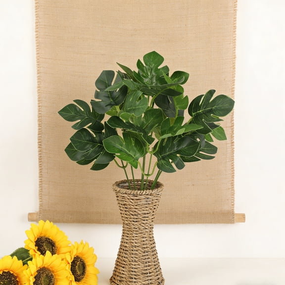 Artificial Green Plants Potted Foliage Set, 2 Pack Plastic Greenery 30-33cm Tall • Outdoor Indoor Landscaping Décor,Leaf Texture, Weather Resistant