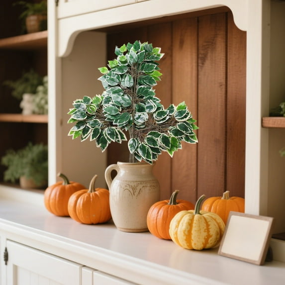 Artificial Greenery Branches for Vase, Wreath and Home Decor, 12 Pack Lifelike Plastic Stems with Realistic Banyan Maple Ginkgo Leaves, Flexible Faux Tree Branches Indoor Outdoor Decoration