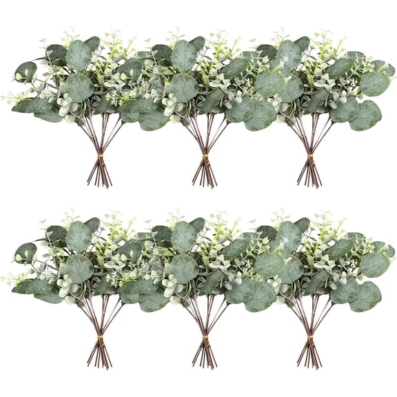 Artificial Greenery Eucalyptus Stem Silver Dollar Leaves for Wedding Vase Centerpieces Bouquet Flower Arrangement