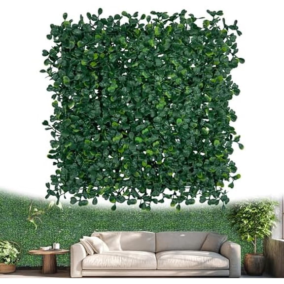 Artificial Greenery Grass Wall Panel, 10x10 Inch 6-Pack (4.2 sqft), UV-Anti Fake Ivy Fence Privacy Screen Green Boxwood Covering for Indoor and Outdoor Home Wall Decor