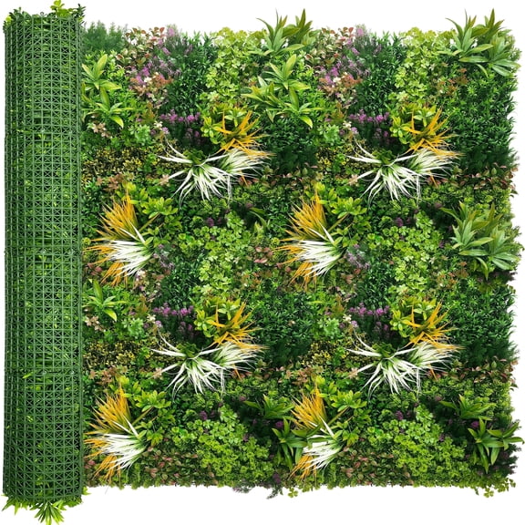 Artificial Greenery Grass Wall Panels: 68'' x 120'' UV-Anti Faux Greenery Ivy Privacy Fence Screen Backdrop Boxwood Vine Leaf Hedges for Patio, Balcony, Garden, Green Decor