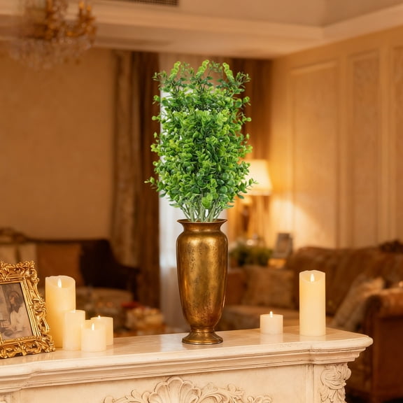 Artificial Greenery Plants Stems,18in Realistic Eucalyptus Leaves Bushes Artificial Greenery Stems Faux Eucalyptus Branches,Fake Greenery Branches for Centerpiece Spring Easter Farmhouse Decoration