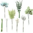 thumbnail image 1 of Artificial Greenery Stems Box Set, 25pcs with 4 Kinds of Faux Greenery Flowers Picks for DIY Bridal Bouquets Wedding Floral Arrangement Table Centerpieces, Tender Green & Sage Green, 1 of 5