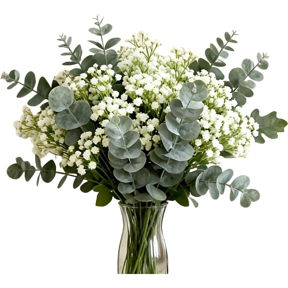 Artificial Greenery Stems, Faux Eucalyptus Branches - 13.15 Inches Fake Greenery for Centerpieces, Floral Bouquets, Vase Fillers, Spring Easter Farmhouse Home Decor(RL 30 PCS)