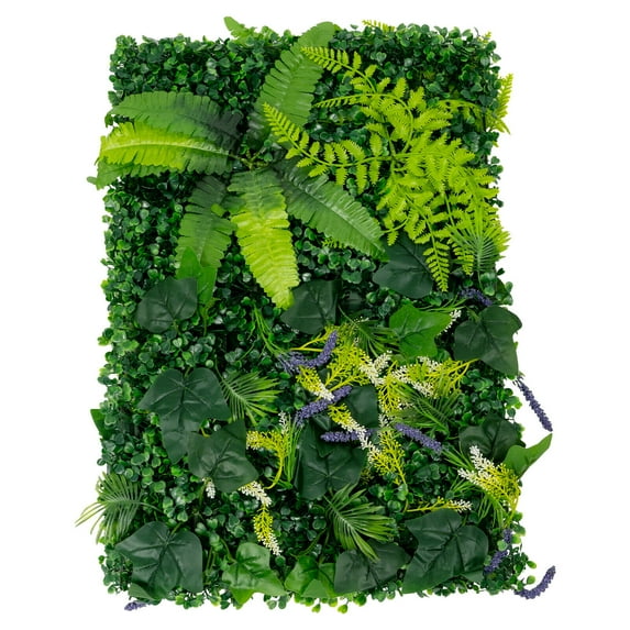 Artificial Greenery Wall - 6-Pack 60x40cm Eco-Friendly Plastic Plants, Indoor/Outdoor Modern Decoration (Persian Leaf, Sweetpotato, Lavender)