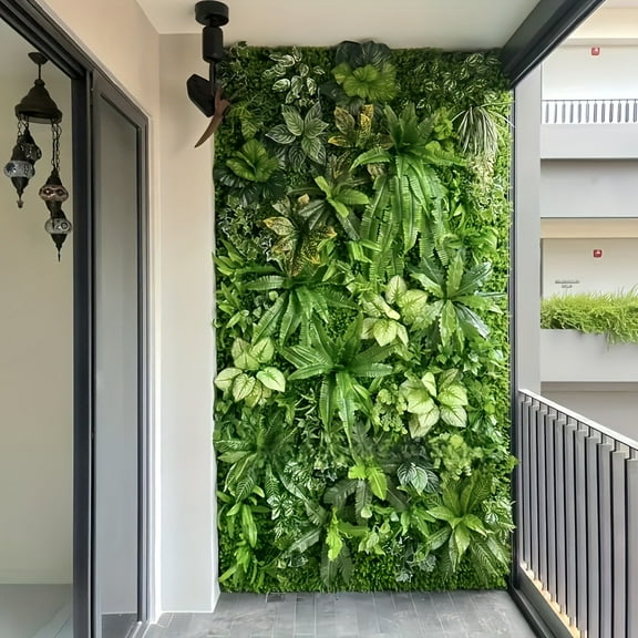 Artificial Greenery Wall Panel - 15.7x23.6" Monstera & Palm Leaves Privacy Screen for Indoor/Outdoor, No Maintenance Decor for Home/Office/Weddings