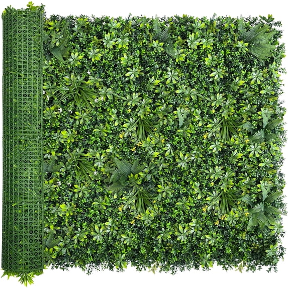 Artificial Greenery Wall Panels: 60"x 120" (50 sqft) Faux Grass Wall Backdrop Boxwood Ivy Privacy Screen with UV Protection,Fake Hedge Fence for Outdoor,Indoor,Garden,Backyard and Home Decor