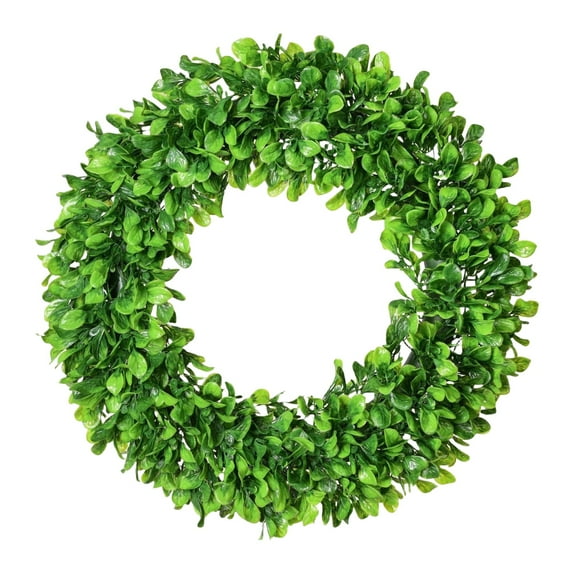 Artificial Greenery Wreath, Boxwood Wreath for Front Door, Porch Decor Wreath, Artificial Wreath for Outdoor, Greenery Wreath for Wall, Holiday Hanging Decoration, Farmhouse Style Wreath,45cm