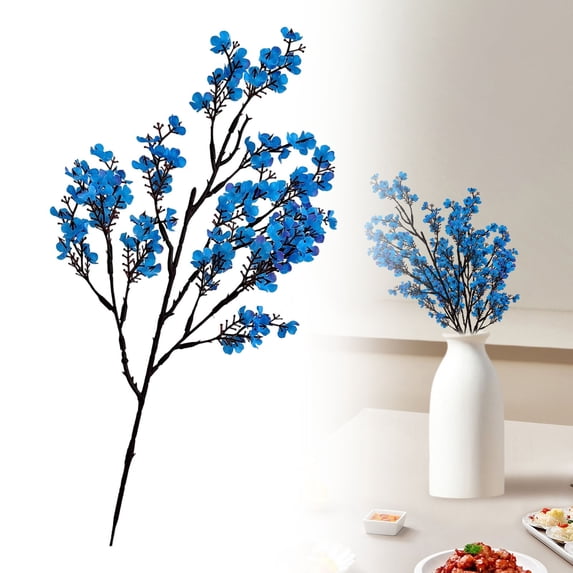 Artificial Gypsophila Blossom Stems, Faux Baby Breath Flowers for Home Wedding Decor, Flexible Stems for Vase Arrangements (Blue,1pc)