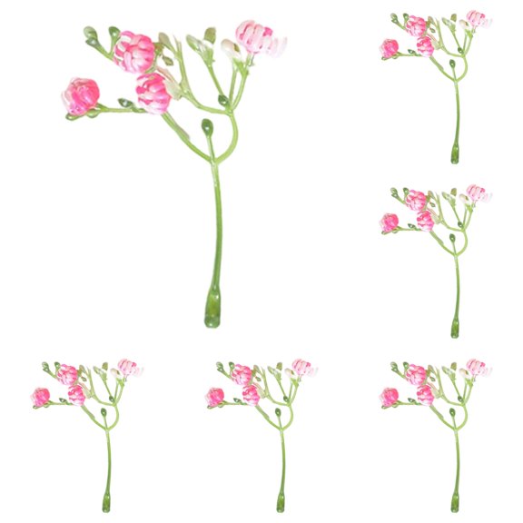 Artificial Gypsophila Picks, Faux Breath Sprigs, Mini Fake Baby's Breath Stems, Soft Plastic Tiny Flower Buds, Flower Picks for Wedding Bouquet Vase Filler Table Decorative 5Pcs