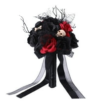 Artificial Halloween Flowers, Black Wedding Flowers Grand Combo for Wedding Bouquets Centerpieces Fake Flower Arrangements Decorations with Gothic Skull Faux Floral Bouquet for Home & Party Decor