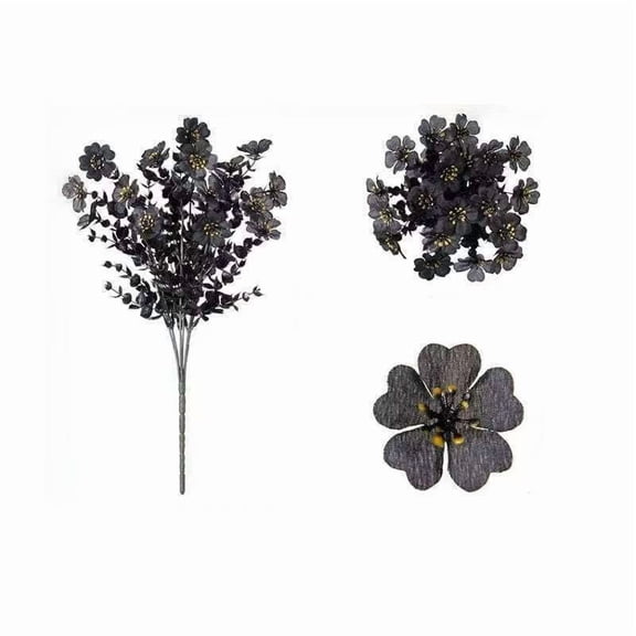 Artificial Halloween Flowers, Violet Black Leaf Arrangement, Gothic Home Decor for Christmas Fireplace, Vampire Theme Centerpiece
