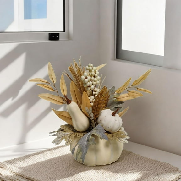 Artificial Halloween Pumpkin Decor Fall Decor Props for Office Wedding Shelf White