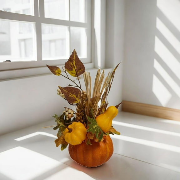 Artificial Halloween Pumpkin Decor Ornament for Bedroom Thanksgiving Wedding Orange