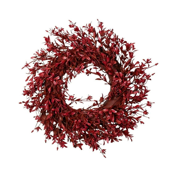 Artificial Halloween Wreath for Front Door, Fall Faux Wreath Decorations Green Artificial Branches for Indoor Wall, Windows, Outdoor Porch Home Decor, 17in