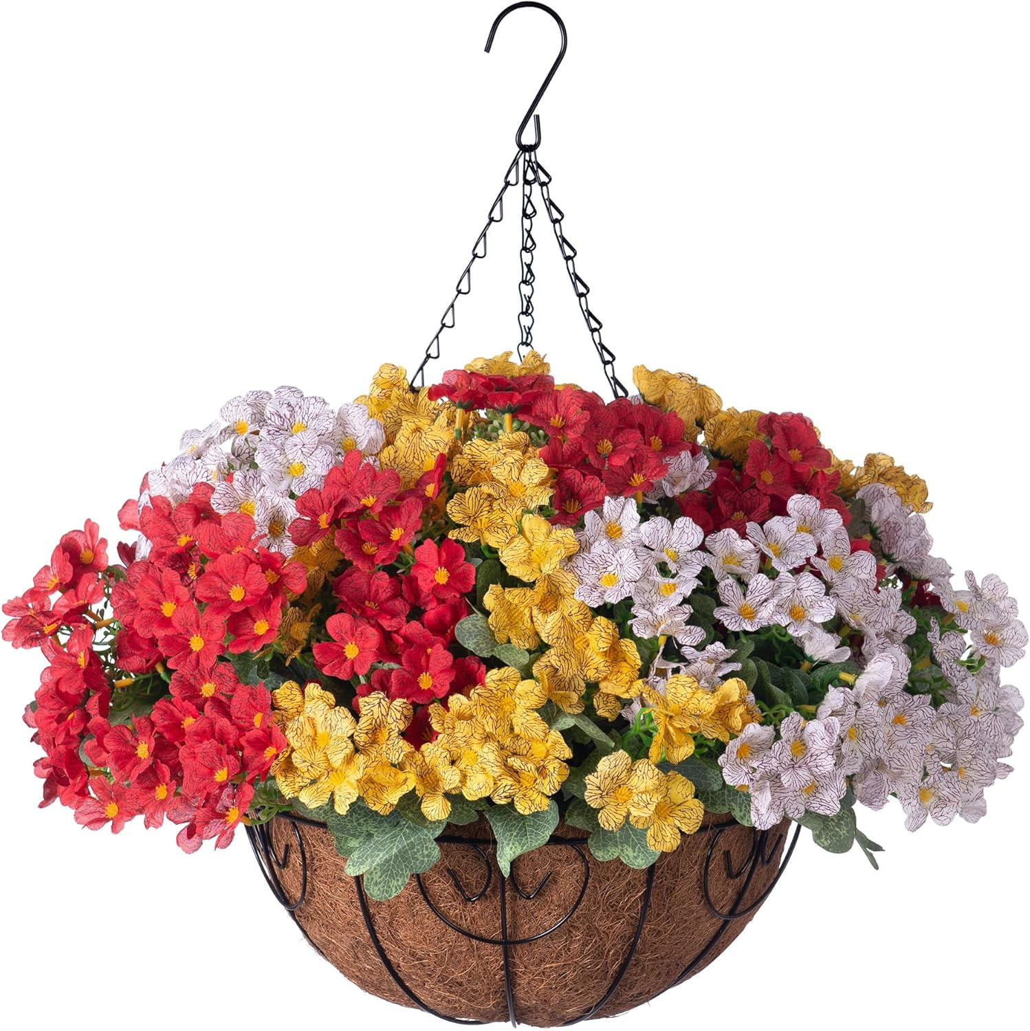 Artificial Hanging Basket Morning Glory Flowers, 7 Blooms Per Pack ...