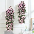 thumbnail image 1 of Artificial Hanging Basket Wall Decor | Realistic Polyester Fake Plants for Indoor Home Kitchen Office | 35.4 Inch Hanging Flower Arrangement in Pink White Yellow, 1 of 6