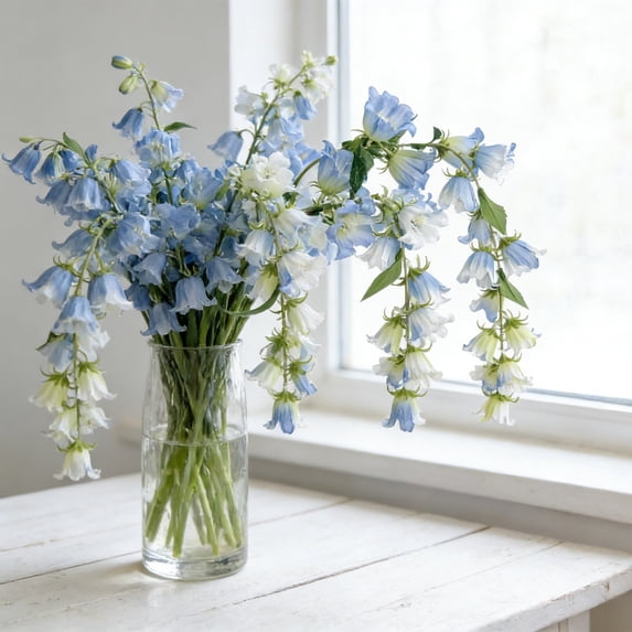 Artificial Hanging Convallaria Majalis Flowers, TOUMENY Realistic Faux Lily of the Valley Garland, 98cm Ceiling Floral Decor for Spring Summer Wedding Home, Sky Blue