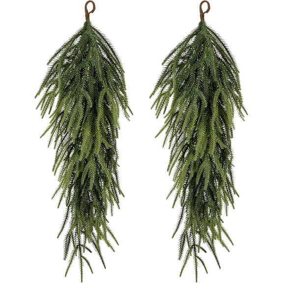 Artificial Hanging Fern Plants Set of 2 Realistic Faux Ferns for Indoor Outdoor Home Office Garden Wall Decor Display