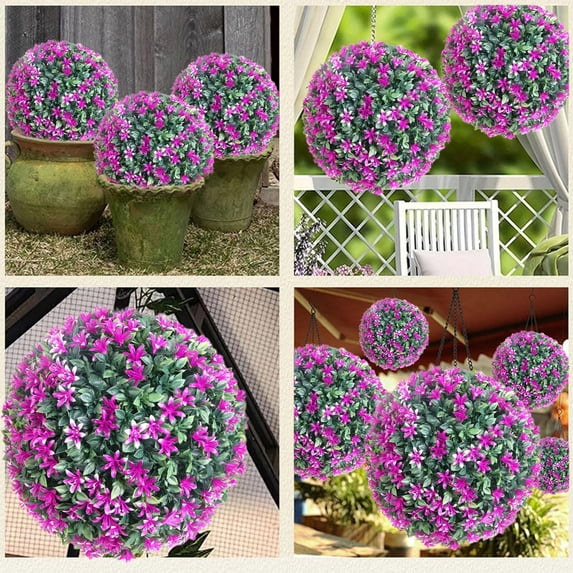 Artificial Hanging Flower Balls Faux Wisteria Floral Spheres Hanging Plants Garden Balcony Wedding Patio Porch Decor Balls Home Party Decorations Indoor Outdoor Romantic Floral Backdrop Props