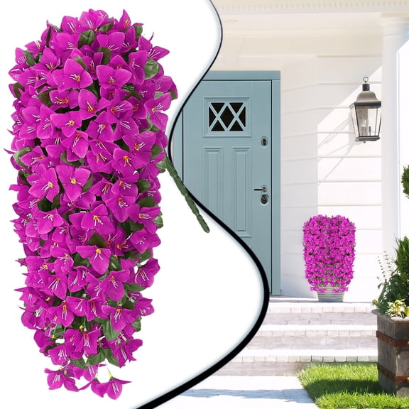 Artificial Hanging Flower Vine Outdoor Autumn Style Trailing Plant for Front Door Porch Planter Patio Seasonal Home Decor,outdoor decor,Purple,1 Bundle